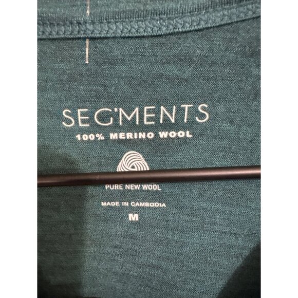 Segments 100% Merino Wool Long Sleeve Shirt Medium Green - Picture 2 of 3